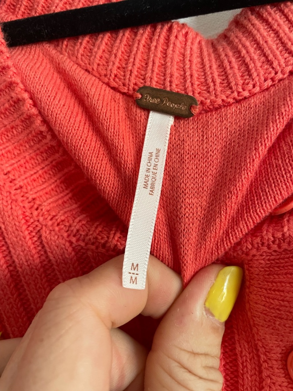 Free People Ribbed Cropped Cardigan in Coral - Picture 2 of 2